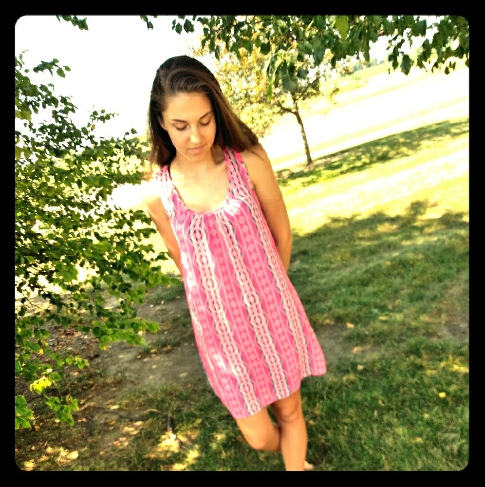 Womens Aztec Patterned Dress W/ Many Bright Colors